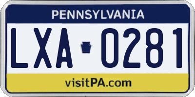 PA license plate LXA0281