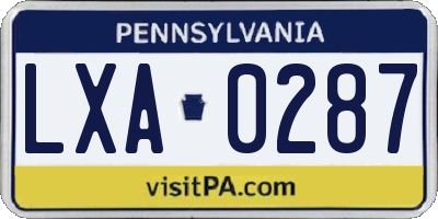 PA license plate LXA0287