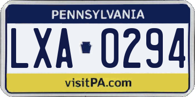 PA license plate LXA0294
