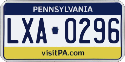 PA license plate LXA0296