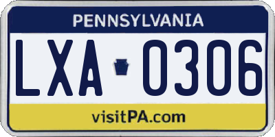 PA license plate LXA0306