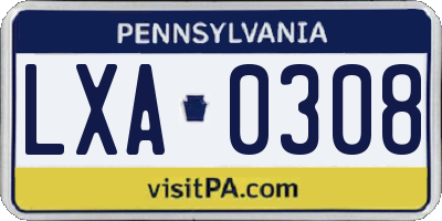 PA license plate LXA0308
