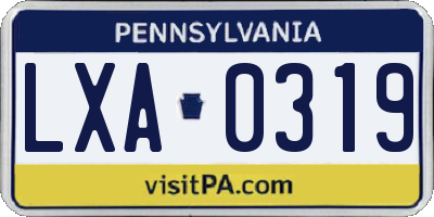 PA license plate LXA0319