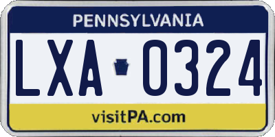 PA license plate LXA0324