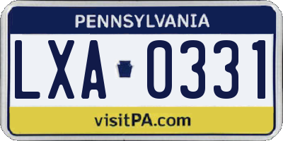 PA license plate LXA0331