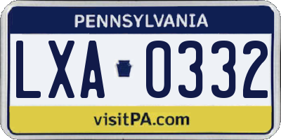 PA license plate LXA0332