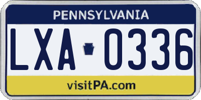 PA license plate LXA0336