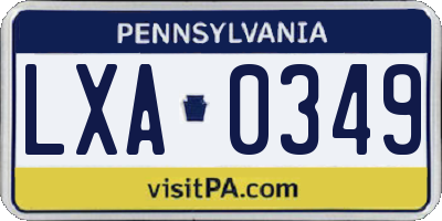 PA license plate LXA0349