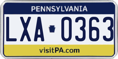 PA license plate LXA0363