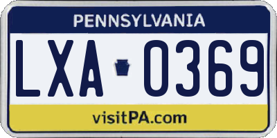 PA license plate LXA0369