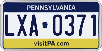 PA license plate LXA0371