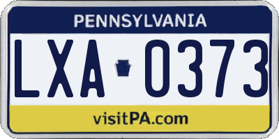PA license plate LXA0373