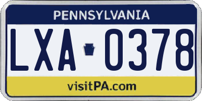 PA license plate LXA0378