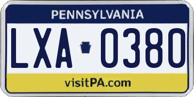 PA license plate LXA0380