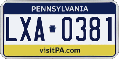 PA license plate LXA0381