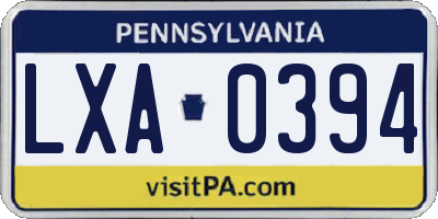 PA license plate LXA0394
