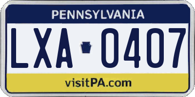 PA license plate LXA0407