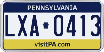 PA license plate LXA0413