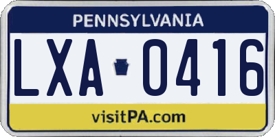 PA license plate LXA0416