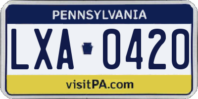 PA license plate LXA0420
