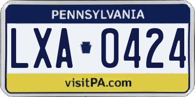 PA license plate LXA0424