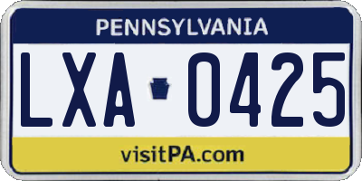 PA license plate LXA0425