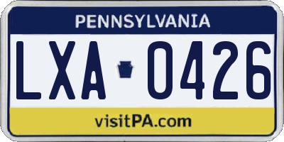 PA license plate LXA0426