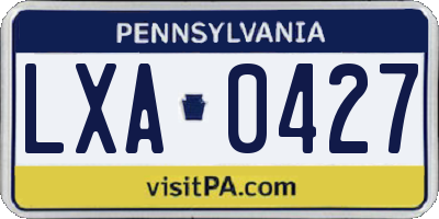 PA license plate LXA0427