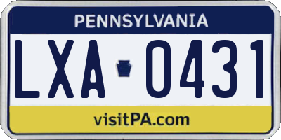 PA license plate LXA0431