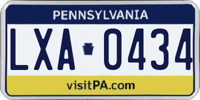 PA license plate LXA0434