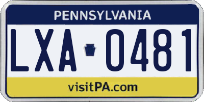 PA license plate LXA0481
