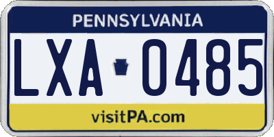 PA license plate LXA0485