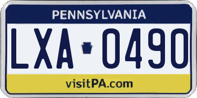 PA license plate LXA0490