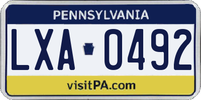 PA license plate LXA0492