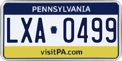 PA license plate LXA0499