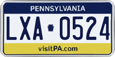 PA license plate LXA0524