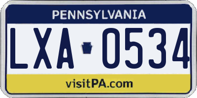 PA license plate LXA0534
