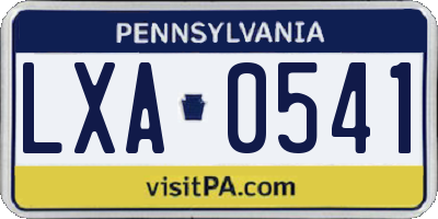 PA license plate LXA0541