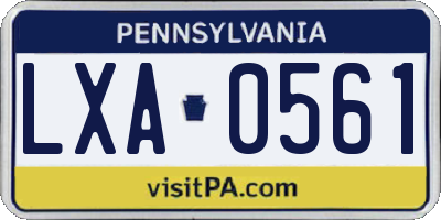 PA license plate LXA0561