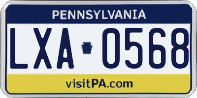 PA license plate LXA0568