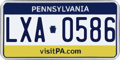 PA license plate LXA0586
