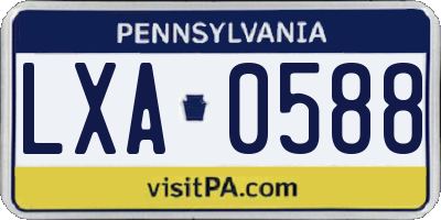 PA license plate LXA0588
