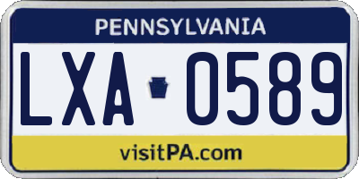 PA license plate LXA0589