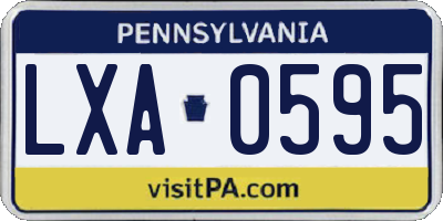 PA license plate LXA0595