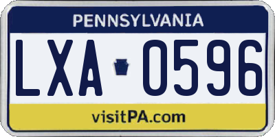 PA license plate LXA0596