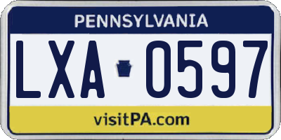 PA license plate LXA0597