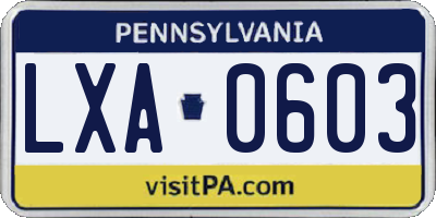 PA license plate LXA0603