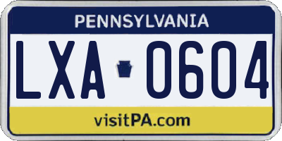PA license plate LXA0604