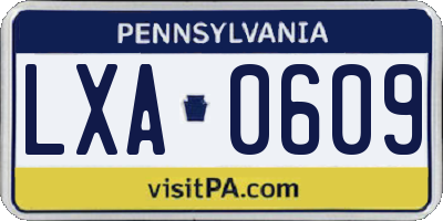 PA license plate LXA0609