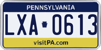 PA license plate LXA0613